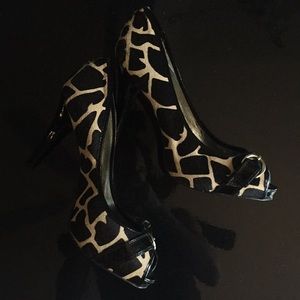 Steve Madden leather upper leopard calf hair heels